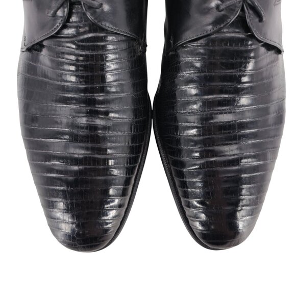 Vintage Mauri Exotic Genuine Teju Lizard Mens Size 12M Black Leather Italy Shoes - Picture 9 of 10